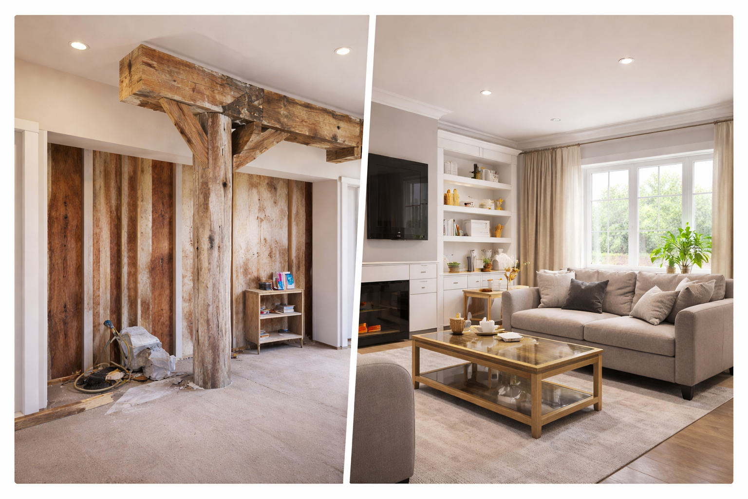 Before and after house refurbishment